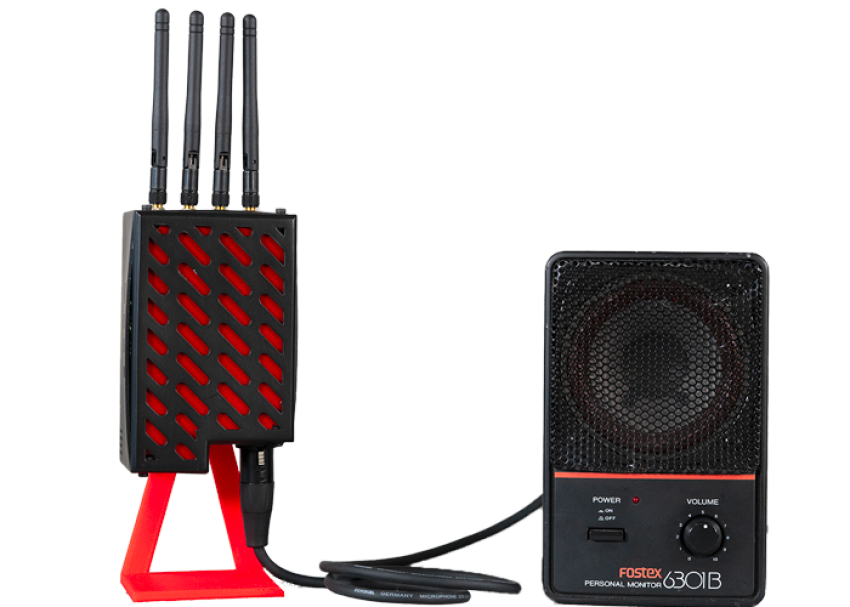 NuLink SA has developed this unit to distribute audio programme wirelessly to multi loudspeakers from a 5G Private Network or a 5G slice provided by a mobile operator.